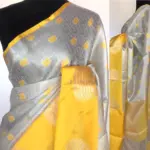 Silver Kora Silk Saree woven in Silver Zari - Image 2