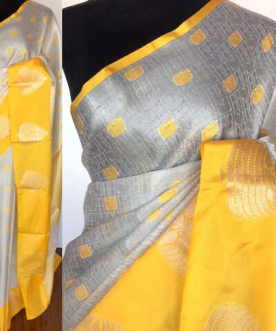 Silver Kora Silk Saree woven in Silver Zari
