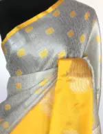 Silver Kora Silk Saree woven in Silver Zari - Image 4