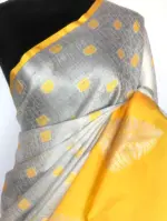 Silver Kora Silk Saree woven in Silver Zari - Image 5