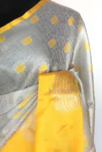 Silver Kora Silk Saree woven in Silver Zari - Image 6