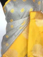 Silver Kora Silk Saree woven in Silver Zari - Image 7