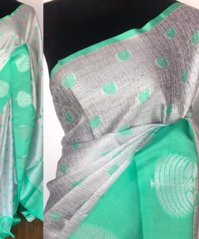 Silver Kora Silk Saree woven in Silver Zari