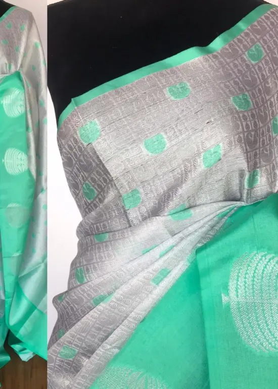 Silver Kora Silk Saree woven in Silver Zari