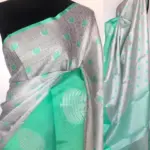 Silver Kora Silk Saree woven in Silver Zari - Image 2