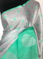 Silver Kora Silk Saree woven in Silver Zari - Image 4