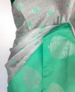 Silver Kora Silk Saree woven in Silver Zari - Image 6