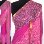 Rose Pink Block Printed Chiffon Saree