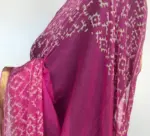 Rose Pink Block Printed Chiffon Saree - Image 5