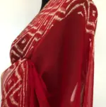 Red Block Printed Chiffon Saree - Image 7