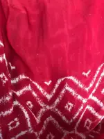 Red Block Printed Chiffon Saree - Image 8