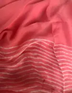 Coral Peach Block Printed Chiffon Saree - Image 7