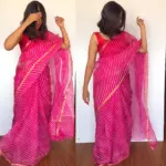 Hot Pink Kota Silk Leheriya Saree - Image 3
