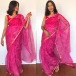 Hot Pink Kota Silk Leheriya Saree