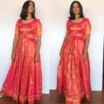Pink Banarasi Silk Dress