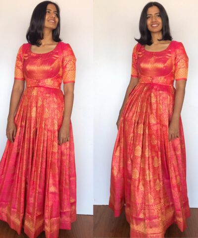 Pink Banarasi Silk Dress