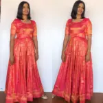 Pink Banarasi Silk Dress - Image 3