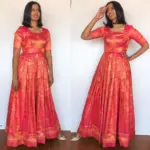 Pink Banarasi Silk Dress - Image 2