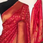 Raspberry Red Banarasi Silk Saree with Gold Zari Weaves - Image 2