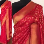 Raspberry Red Banarasi Silk Saree with Gold Zari Weaves