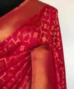 Raspberry Red Banarasi Silk Saree with Gold Zari Weaves - Image 4