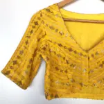 Yellow Georgette Blouse with Sequins Embroidered all over