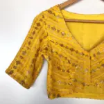 Yellow Georgette Blouse with Sequins Embroidered all over - Image 3