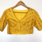 Yellow Georgette Blouse with Sequins Embroidered all over - Image 4