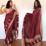 Brown Banarasi Silk Georgette Saree with Gotapatti Jaquard Weaves