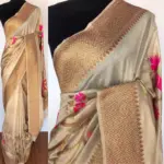 Cream Banarasi Silk Saree with antique zari and meenakari weaves