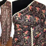 Black Banarasi Silk Saree with Printed Florals