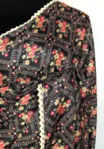 Black Banarasi Silk Saree with Printed Florals - Image 5
