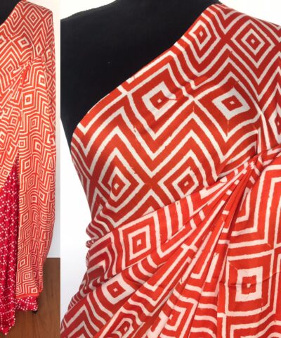 Multicolored Printed Satin Saree