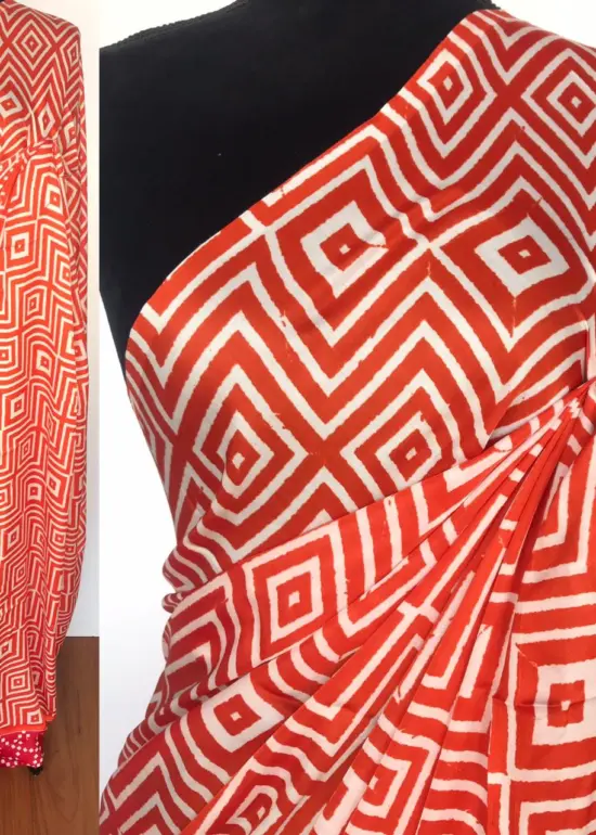 Multicolored Printed Satin Saree