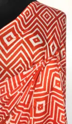 Multicolored Printed Satin Saree - Image 4