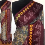 Multicolored Printed Satin Saree