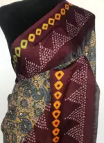 Multicolored Printed Satin Saree - Image 3