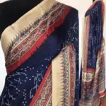 Multicolored Printed Satin Saree - Image 2