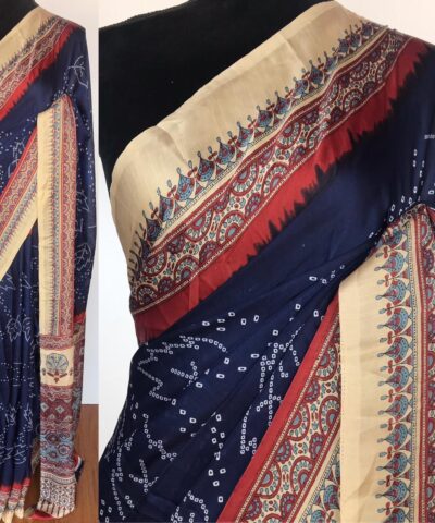 Multicolored Printed Satin Saree