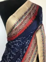 Multicolored Printed Satin Saree - Image 3