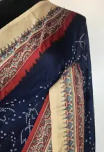 Multicolored Printed Satin Saree - Image 4