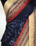 Multicolored Printed Satin Saree - Image 6
