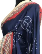 Multicolored Printed Satin Saree - Image 5