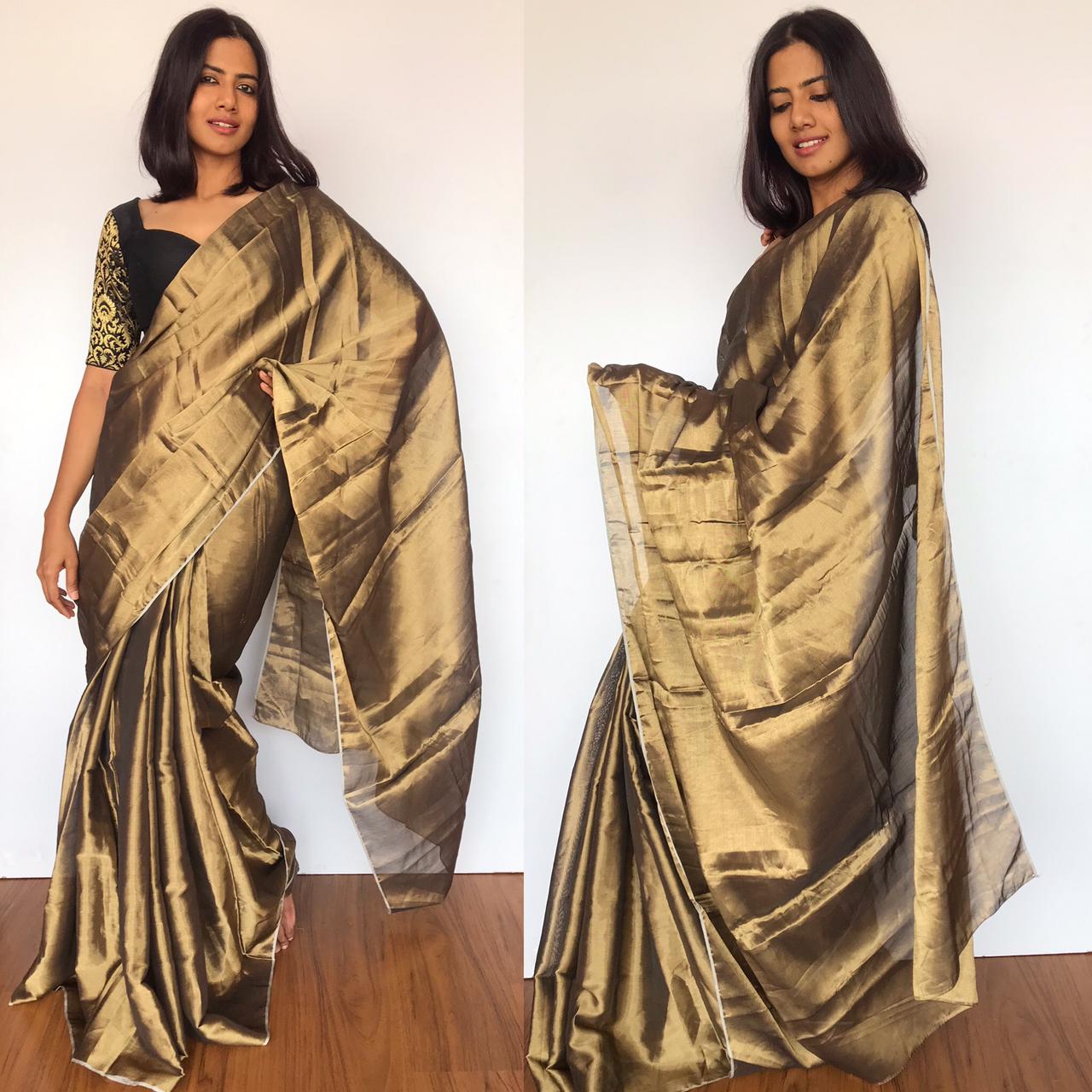 Buy Beutiful Sari Imported Fabric Heavy Metallic Design With Half Design  Comes With Banglori Satin Blouse Saree Soft Velvet Designer Saree Online in  India - Etsy