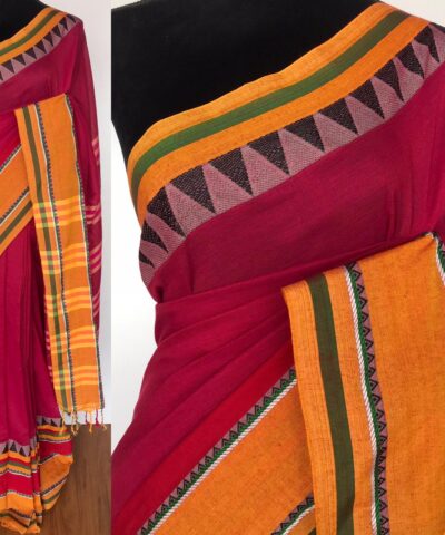 Pink Handloom Cotton Saree