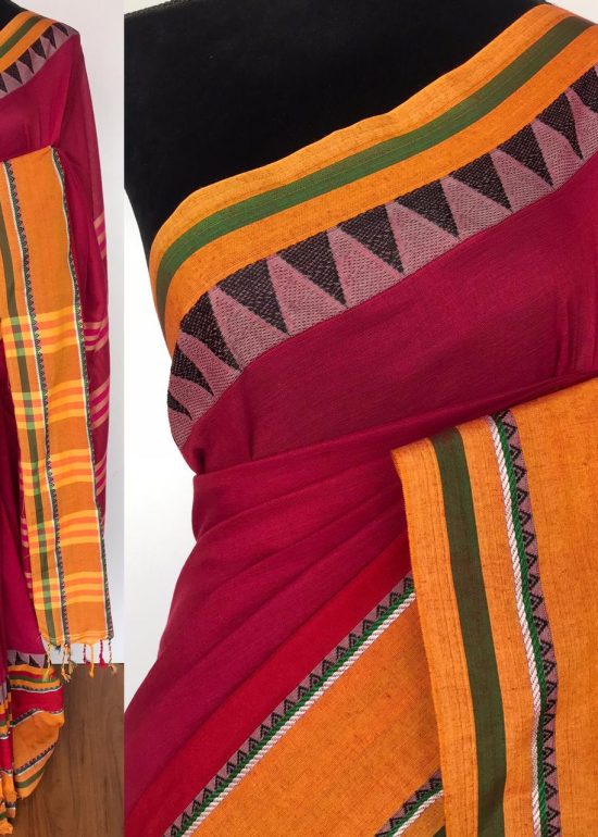 Pink Handloom Cotton Saree