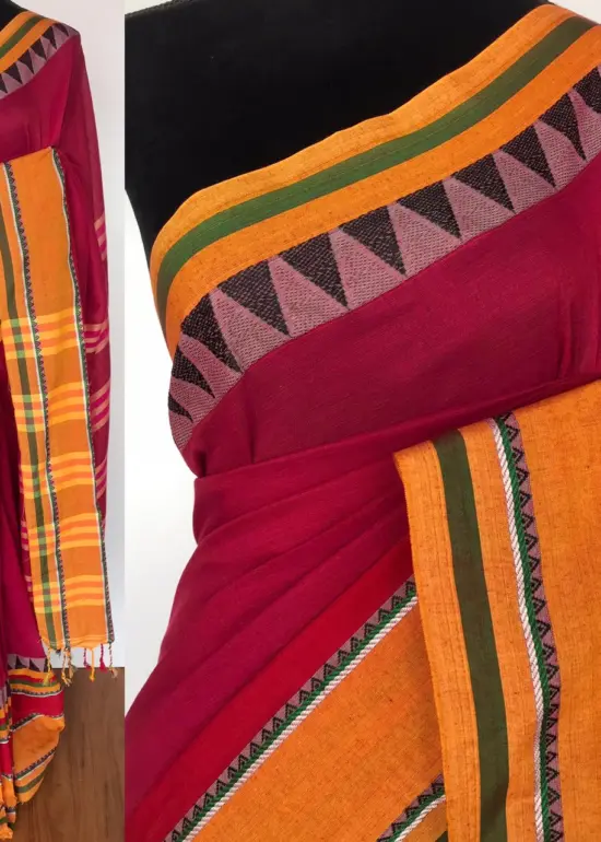 Pink Handloom Cotton Saree