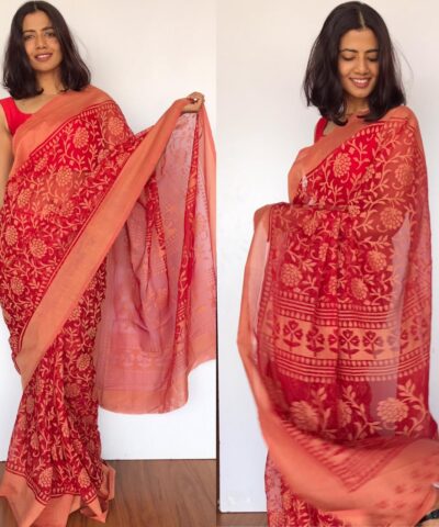 Red Brasso Saree