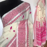 White Handwoven Cotton Jamdani Saree - Image 2