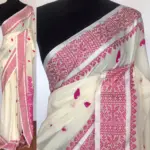 White Handwoven Cotton Jamdani Saree